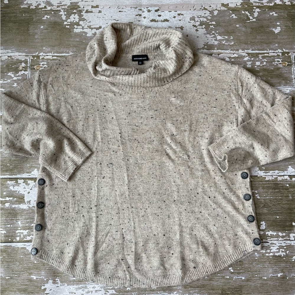 Stitch Fix Fortune + Ivy XXL Cowl neck sweater oatmeal Heather